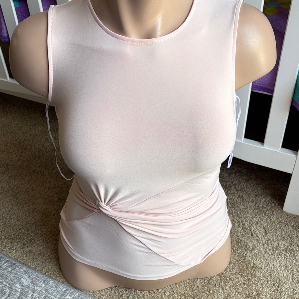 DKNY Pale Pink Twist-Front Tank Top